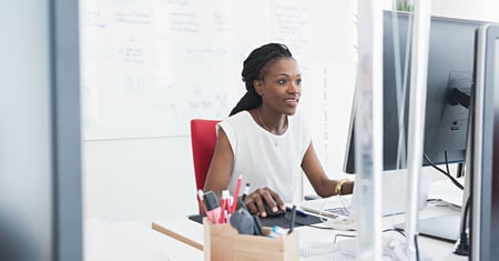 healthcare professional on computer