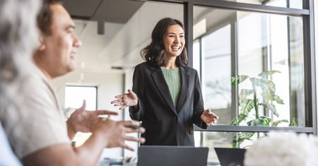 businesswoman making presentation in meeting