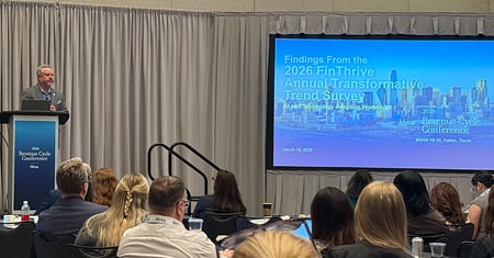 FinThrive speaker on stage at the HFMA RCC event