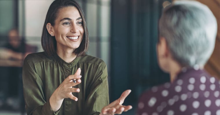 two business colleagues having a discussion