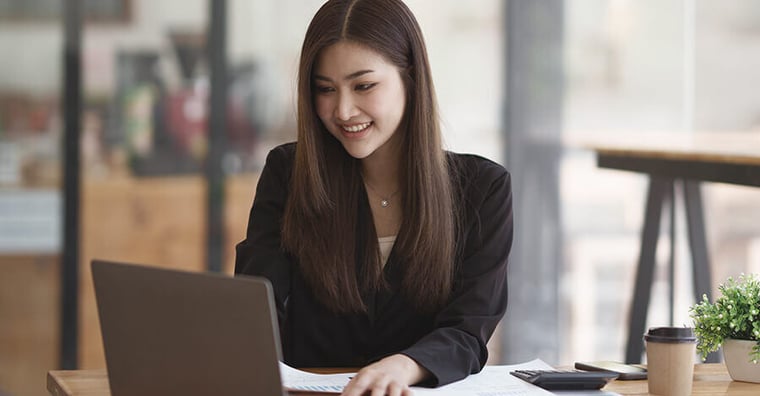 woman working at a computer