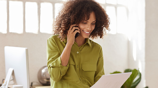 woman speaking on mobile phone